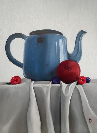 Blue Teapot with Fruit