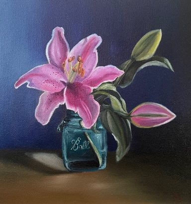Glass Jar with Lilies