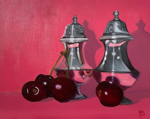 Silver Sugar Shaker with Cherries